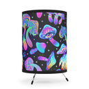 Blue Mushrooms Tripod Lamp with High-Res Printed Shade, USCA plug