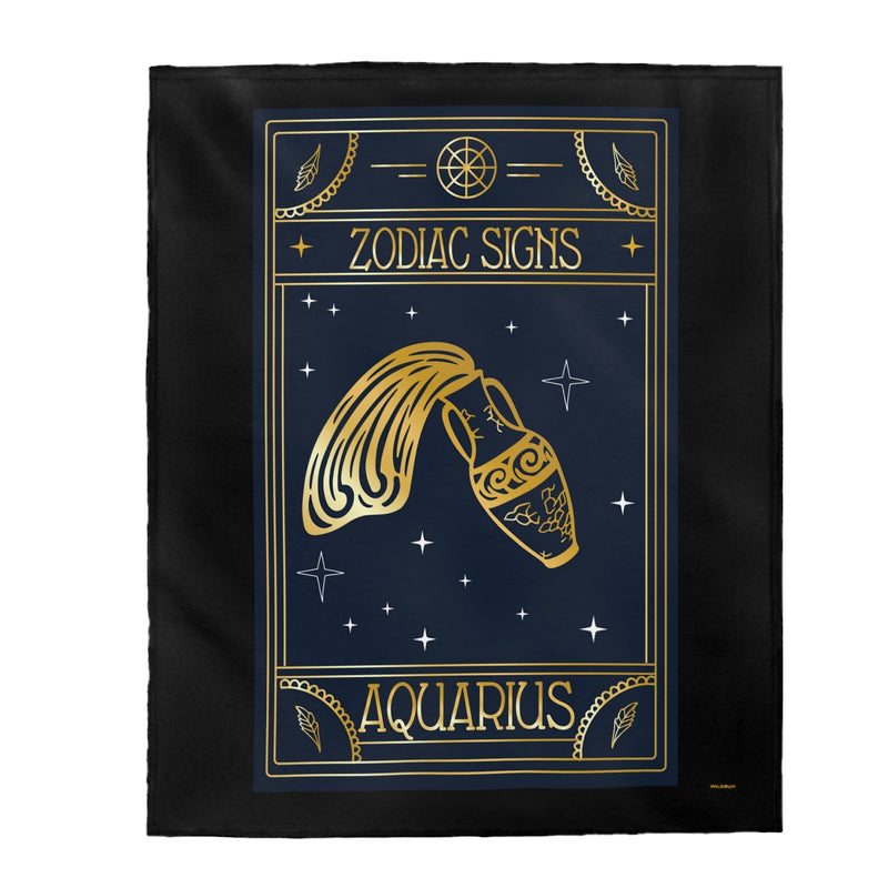Aquarius Zodiac Blanket, Velveteen Plush, Free Shipping, Two Sizes, Throw Blanket, Extra Soft, Custom Photo, Astrology, Horoscope