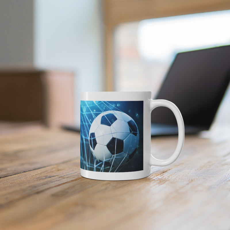 Scoring Goal Soccer 11oz White Mug
