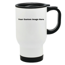 Mug - Travel Mug - 14 oz Stainless Steel or White; with Plastic lid/handle