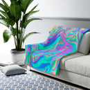 Psychedelic Sherpa Fleece Blanket, Trippy Cosmic Sherpa Blanket, Cute Hypno Blanket, Boho Rave Blanket, Hypnotic Blanket