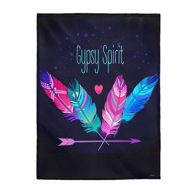 Gypsy Feathers Velveteen Plush Blanket, Free Shipping, Two Sizes, Throw Blanket, Extra Soft, Boho Chic, Bohemian