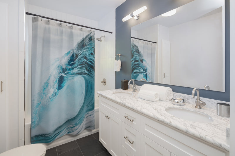 Designer Shower Curtain; Ocean Wave