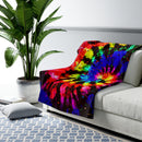 Bright Tie-Dye Blanket, Sherpa Fleece Blanket, Free Shipping, Two Sizes, Throw Blanket, Extra Soft, Free Spirit, Psychedic