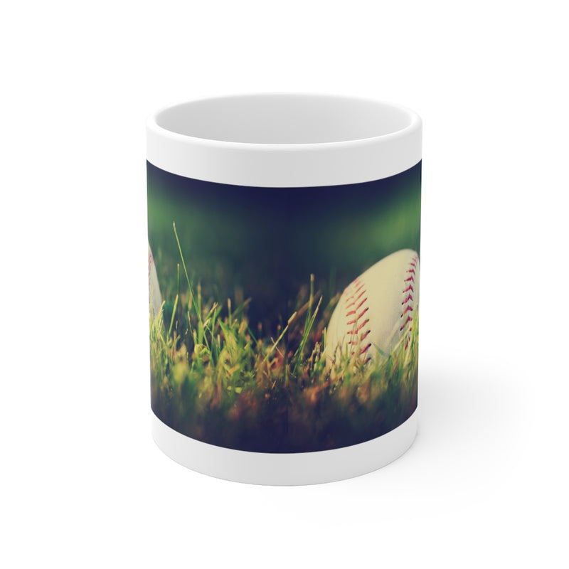 Grassy Baseball 11oz White Mug