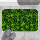 Marijuana Leaves Bath Mat, Free Shipping, Powder Room Mat, Bathroom Rug, Rugs, Non Slip, Runner, Shower, 2 Sizes