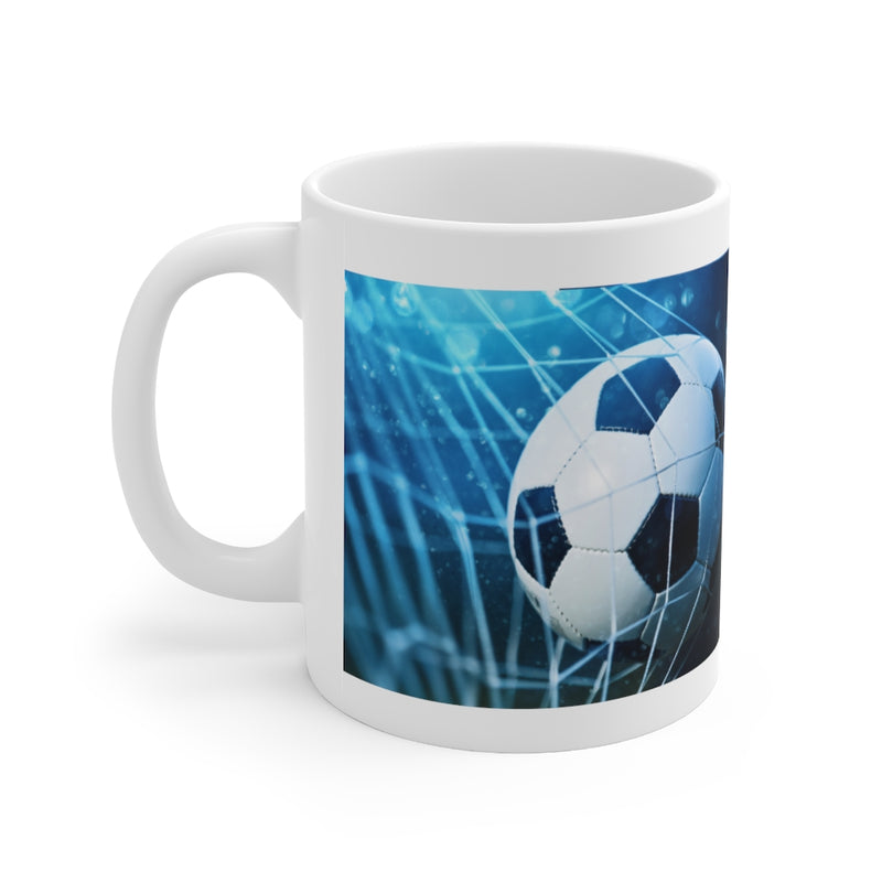 Scoring Goal Soccer 11oz White Mug