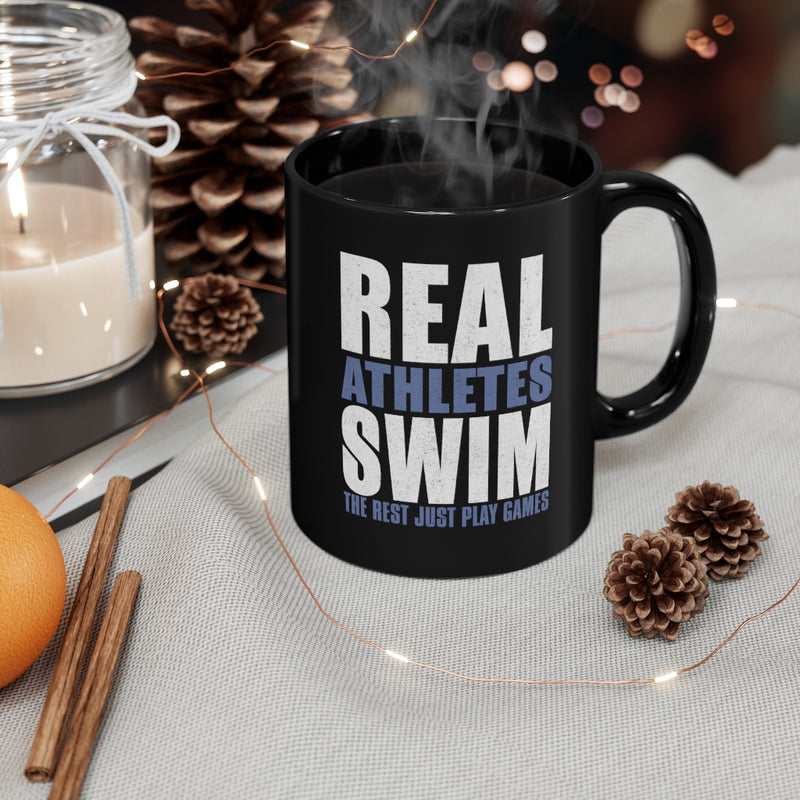 Real Athletes Swim 11oz Black Mug
