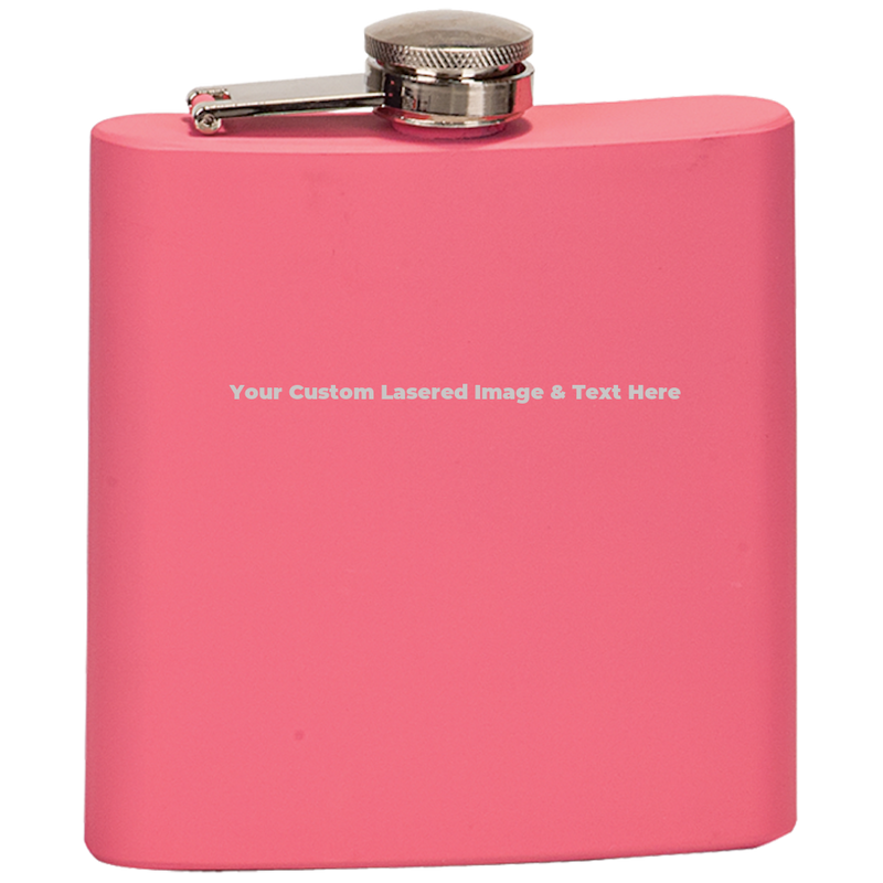 Customized Flask - 6 oz - Silver Color Lasered Message