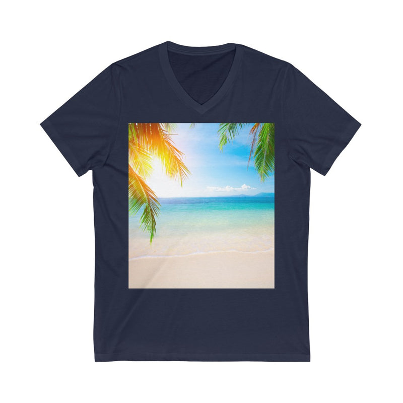 Tropical Beach Unisex V-Neck T-shirt