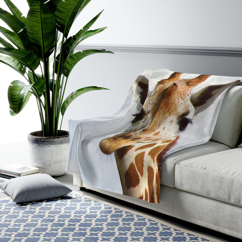 Giraffe Blanket, Velveteen Plush Blanket, Free Shipping, Two Sizes, Throw Blanket, Extra Soft, Custom Photo, Throws