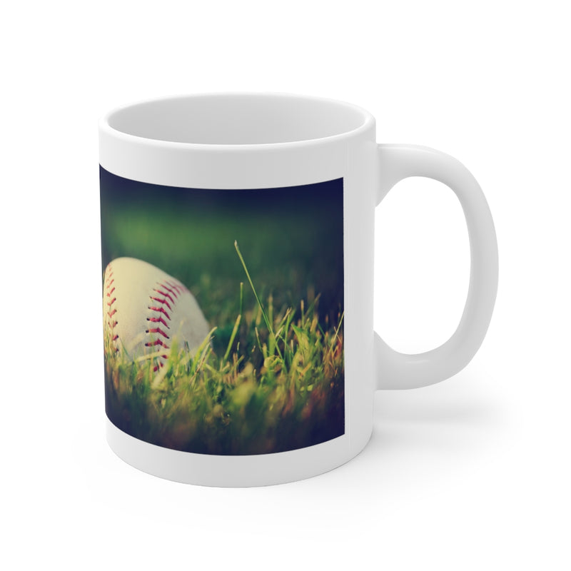 Grassy Baseball 11oz White Mug