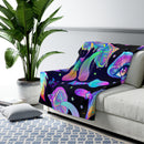 Mushroom Boho Blanket, Sherpa Fleece Blanket, Free Shipping, Two Sizes, Throw Blanket, Extra Soft, Boho Chic, Psychedelic, Vintage