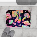 Mushroom Boho Bath Mat, Free Shipping, Powder Room Mat, Bathroom Rug, Rugs, Non Slip, Runner, Shower, 2 Sizes, Psychedelic, Boho Chic