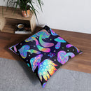 Mushroom Boho Floor Pillow, Floor Cushion, Meditation Pillow, Lounge Pillow, Psychedelic, Trippy