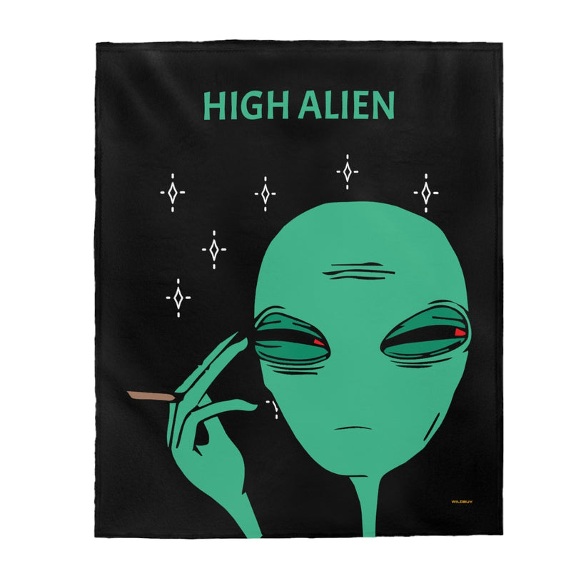 High Alien Blanket, Velveteen Plush Blanket, Free Shipping, Two Sizes, Throw Blanket, Extra Soft, Boho Chic, Cannabis, Marijuana, Weed