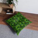 Weed Leaves Tufted Floor Pillow, Square, Floor Cushion, Meditation Pillow, Lounge Pillow