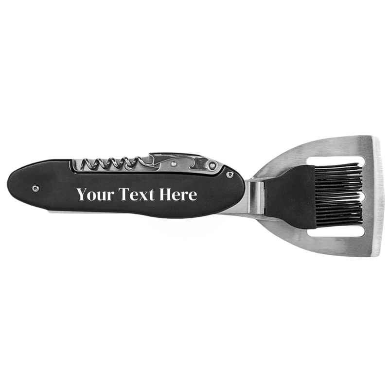 BBQ Tool Black Metal 5-in-1; Laser Etched With Your Words!