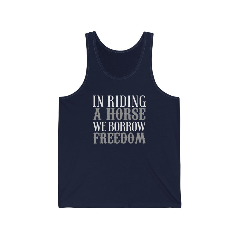 In Riding A Horse Unisex Jersey Tank