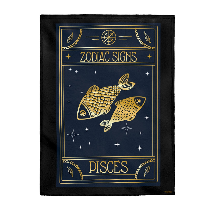 Pisces Zodiac Blanket, Velveteen Plush Blanket, Free Shipping, Two Sizes, Throw Blanket, Extra Soft, Horoscope, Astrology