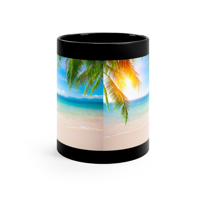 Tropical Beach 11oz Black Mug