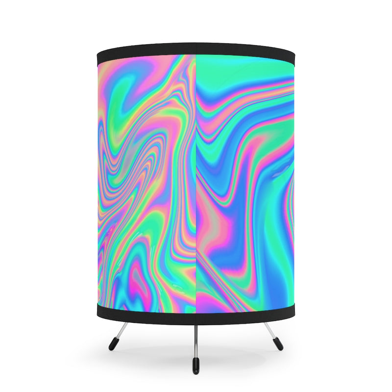 Psychedelic Tripod Lamp with High-Res Printed Shade, Night Light, Indoor Table Lamp, Custom Photo Night Light, Bedside Lamp