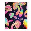 Boho Mushroom Velveteen Plush Blanket, Free Shipping, Two Sizes, Throw Blanket, Extra Soft, Boho Chic, Psychedelic, Free Spirit