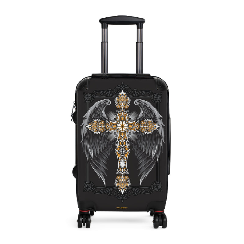 Gothic Cross Suitcase, Free Shipping, Travel Bag, Overnight Bag, Custom Photo Suitcase, Rolling Spinner Luggage