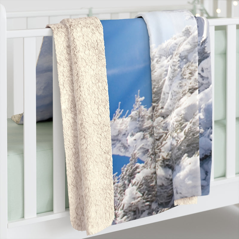 Snowfilled Trees Sherpa Fleece Blanket, Free Shipping, Two Sizes, Throw Blanket, Extra Soft, Custom Photo, Very Warm