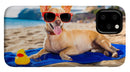 Dog On Beach Blanket - iPhone Case AND/OR Galaxy Phone Case