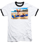 Dog On Beach Blanket - Baseball T-Shirt