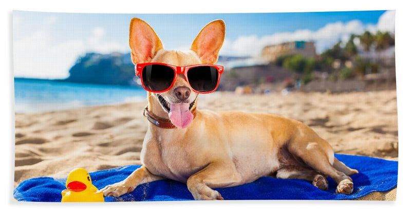 Dog On Beach Blanket - Beach Towel AND/OR Beach Sheet