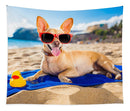 Dog On Beach Blanket - Tapestry