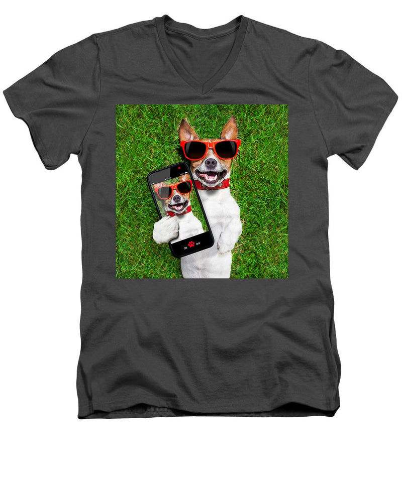 Dog Selfie - Men's V-Neck T-Shirt