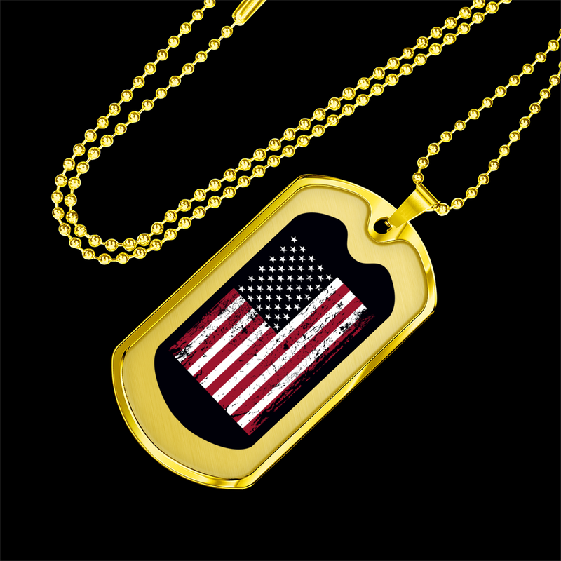 USA Flag - (Gold) Dog Tag