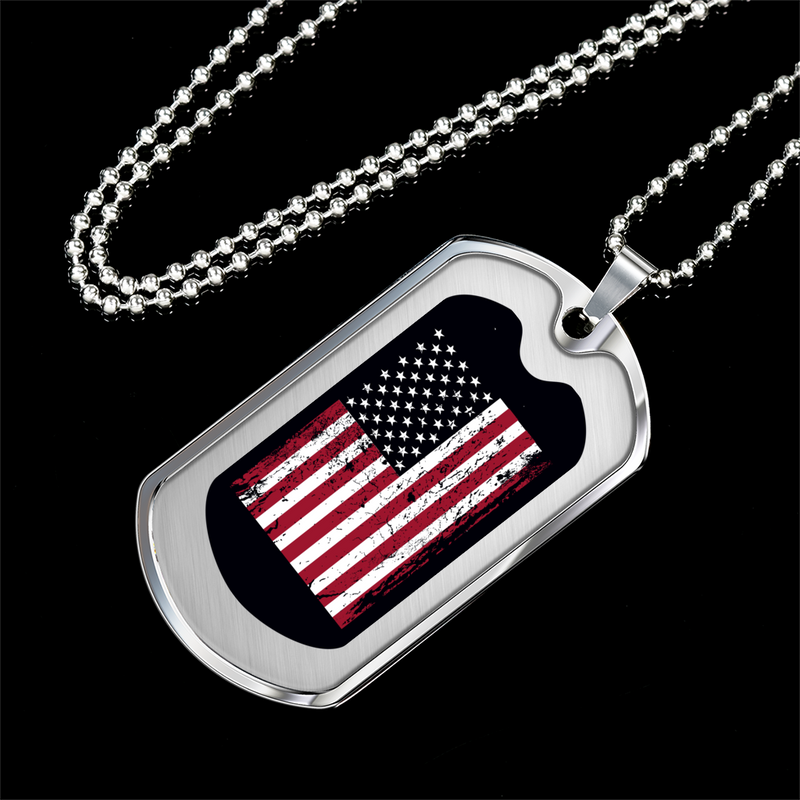 USA Flag - (Silver) Dog Tag