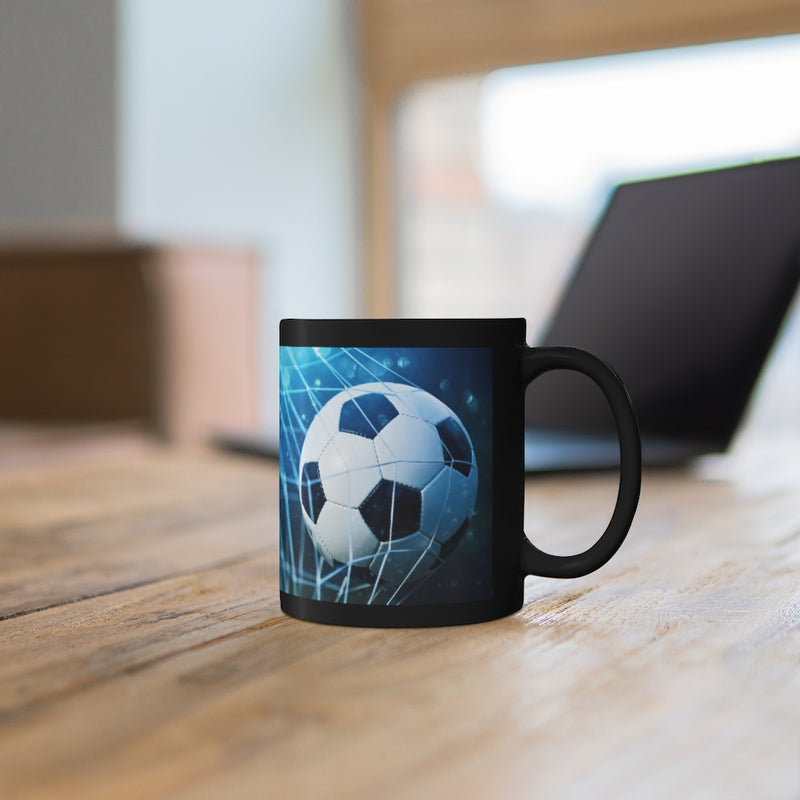 Scoring Goal Soccer 11oz Black Mug