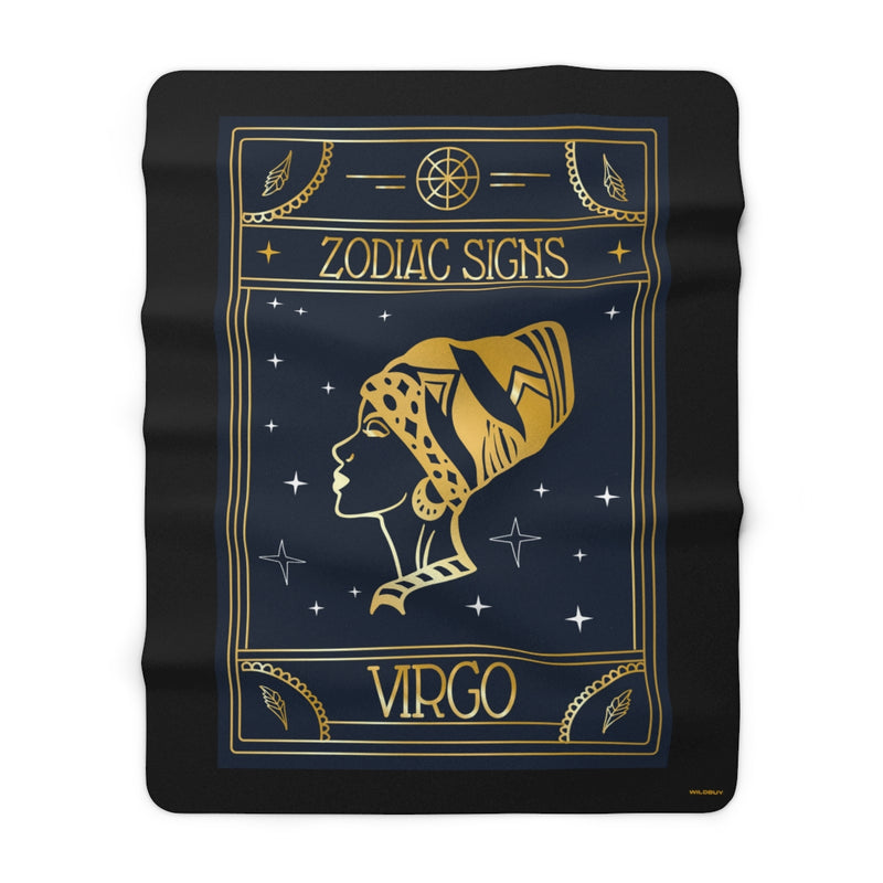Virgo Zodiac Blanket, Sherpa Fleece Blanket, Free Shipping, Two Sizes, Throw Blanket, Extra Soft, Custom Photo, Astrology