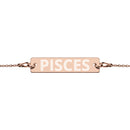 PISCES Zodiac Engraved Silver Bar Chain Bracelet