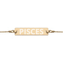 PISCES Zodiac Engraved Silver Bar Chain Bracelet