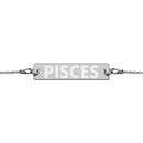 PISCES Zodiac Engraved Silver Bar Chain Bracelet