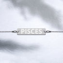 PISCES Zodiac Engraved Silver Bar Chain Bracelet