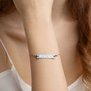 PISCES Zodiac Engraved Silver Bar Chain Bracelet
