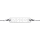 PISCES Zodiac Engraved Silver Bar Chain Bracelet