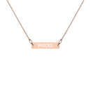 PISCES Zodiac Engraved Silver Bar Chain Necklace