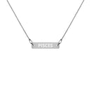 PISCES Zodiac Engraved Silver Bar Chain Necklace
