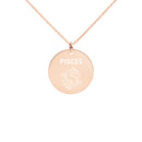 PISCES Zodiac Engraved Silver Disc Necklace