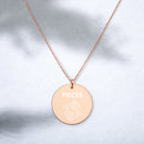 PISCES Zodiac Engraved Silver Disc Necklace