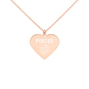 PISCES Zodiac Engraved Silver Heart Necklace