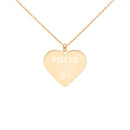 PISCES Zodiac Engraved Silver Heart Necklace